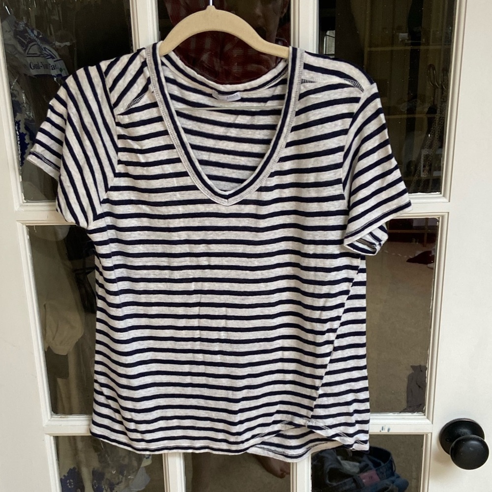 Blue and white striped tshirt